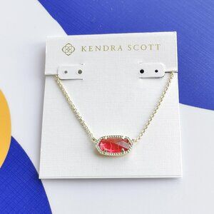 NEW Kendra Scott Gold Berry red glass Elisa Necklace